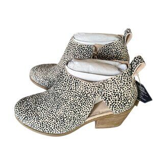 TOMS Women's Lea Macadamia Mini Cheetah Printed Suede Booties Boots Size 6